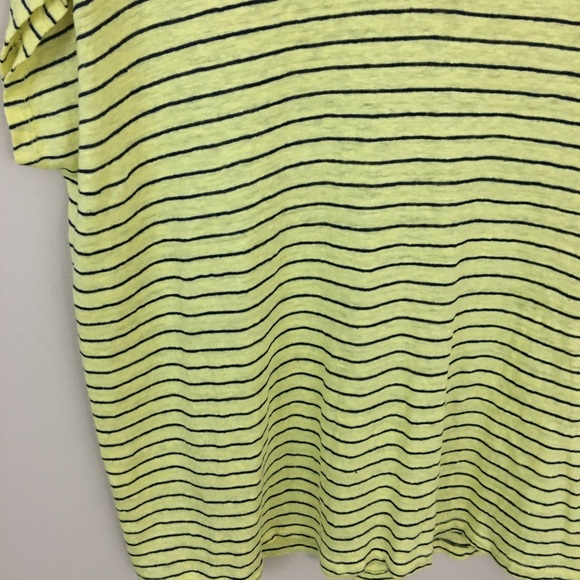 Joie Tee Shirt Womens M Short Sleeves Yellow Blue Stripes 100% Linen Sco… - Picture 6 of 6
